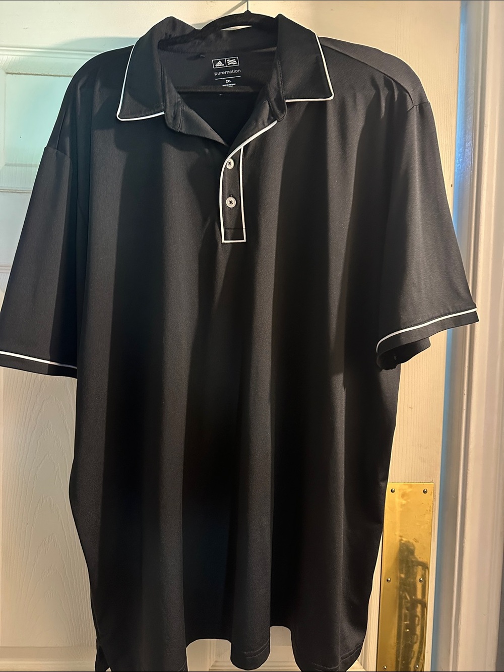 adidas golf Black Polo with White Trim 2xl